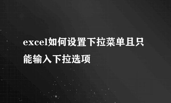 excel如何设置下拉菜单且只能输入下拉选项