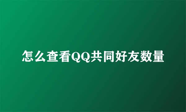 怎么查看QQ共同好友数量