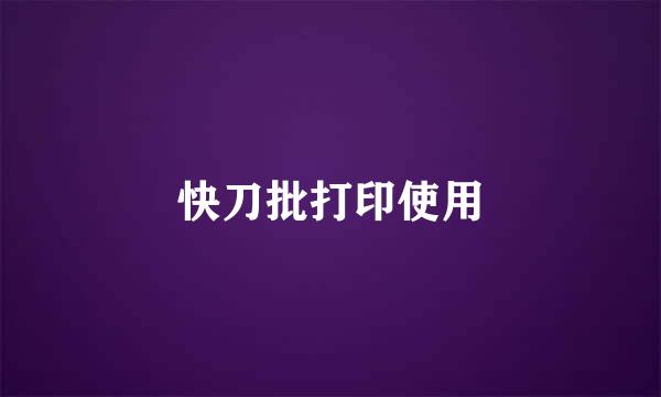 快刀批打印使用