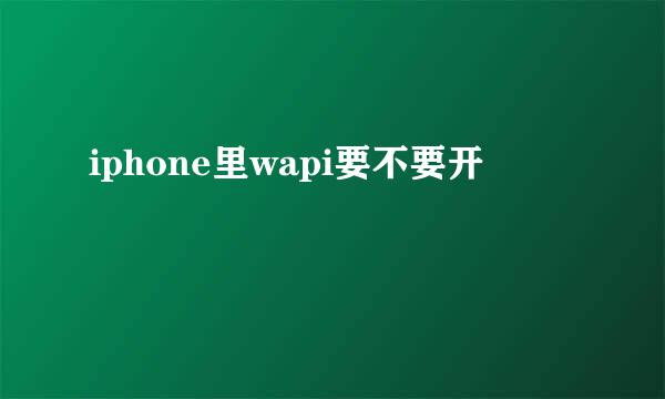 iphone里wapi要不要开
