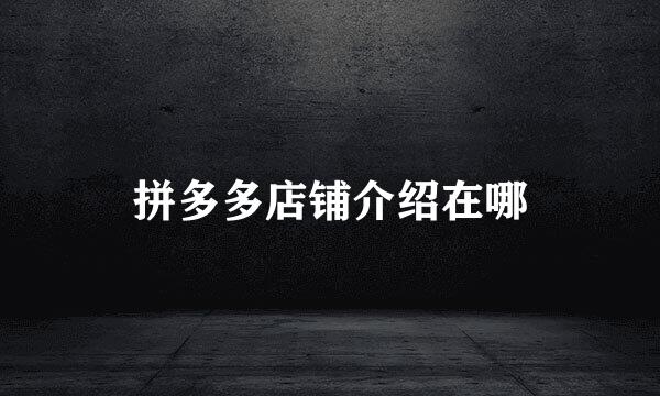 拼多多店铺介绍在哪