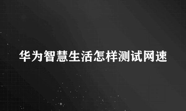 华为智慧生活怎样测试网速