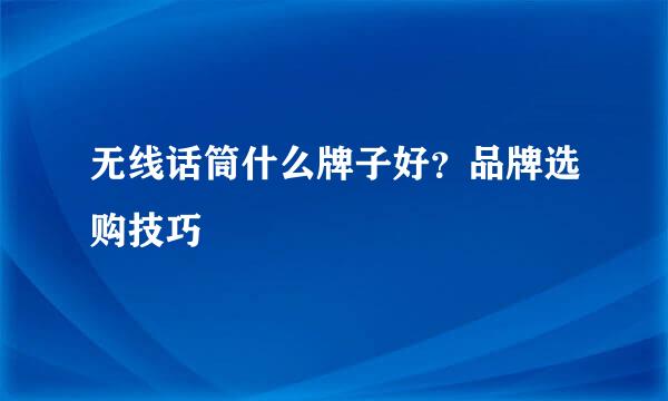 无线话筒什么牌子好？品牌选购技巧