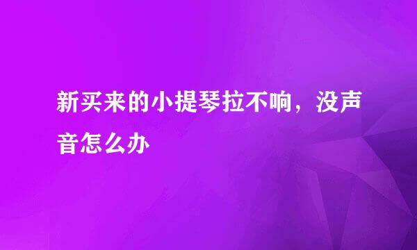 新买来的小提琴拉不响，没声音怎么办