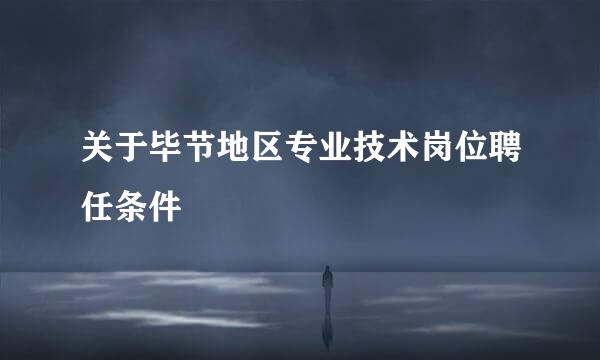 关于毕节地区专业技术岗位聘任条件