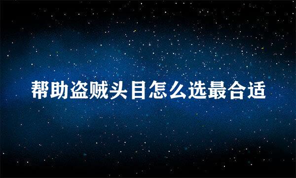 帮助盗贼头目怎么选最合适