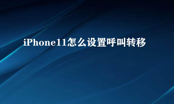iPhone11怎么设置呼叫转移