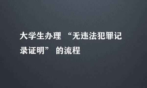 大学生办理 “无违法犯罪记录证明” 的流程