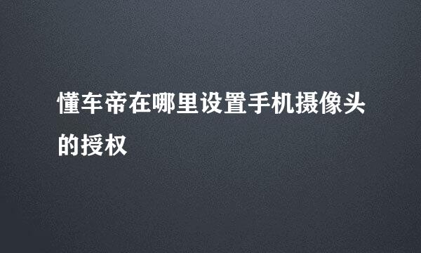 懂车帝在哪里设置手机摄像头的授权