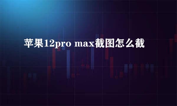 苹果12pro max截图怎么截