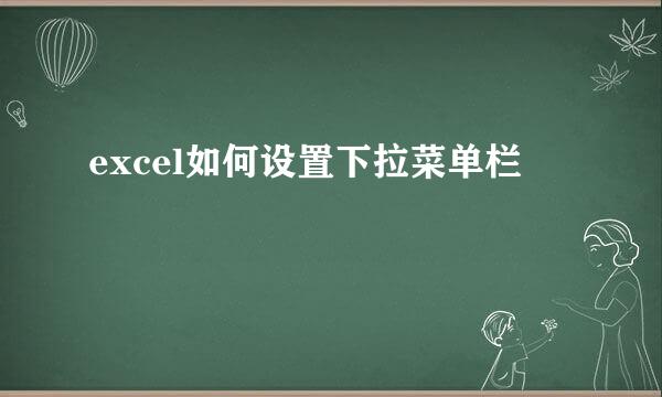 excel如何设置下拉菜单栏