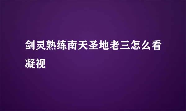剑灵熟练南天圣地老三怎么看凝视