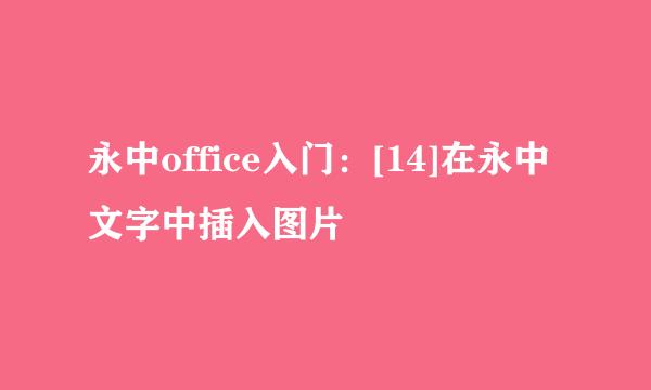 永中office入门：[14]在永中文字中插入图片