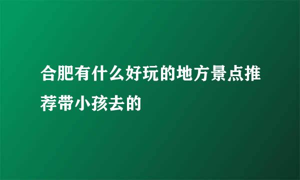 合肥有什么好玩的地方景点推荐带小孩去的