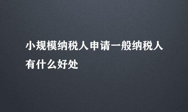 小规模纳税人申请一般纳税人有什么好处