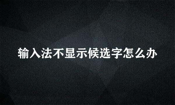 输入法不显示候选字怎么办