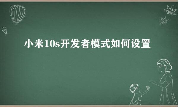 小米10s开发者模式如何设置