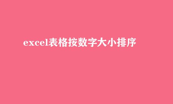 excel表格按数字大小排序
