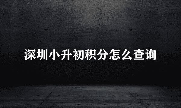 深圳小升初积分怎么查询