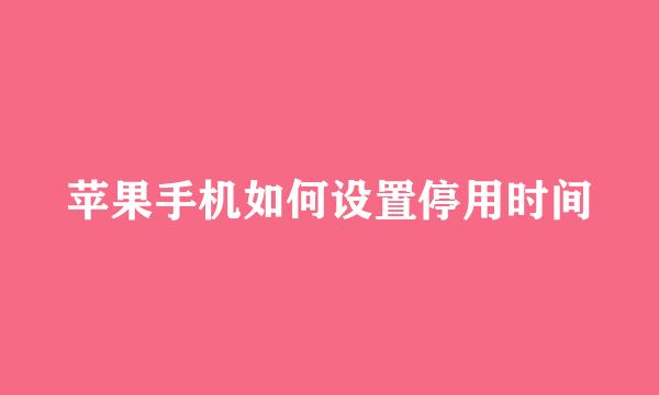 苹果手机如何设置停用时间