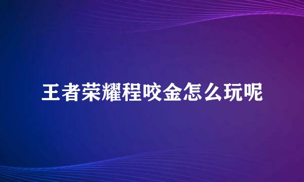 王者荣耀程咬金怎么玩呢