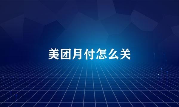 美团月付怎么关