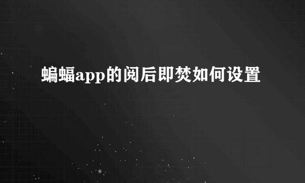 蝙蝠app的阅后即焚如何设置