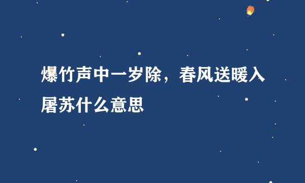 爆竹声中一岁除，春风送暖入屠苏什么意思