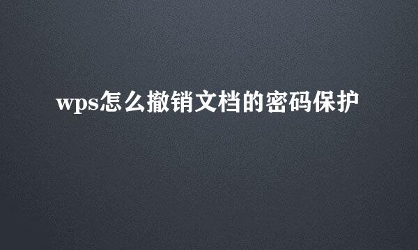 wps怎么撤销文档的密码保护