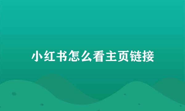小红书怎么看主页链接