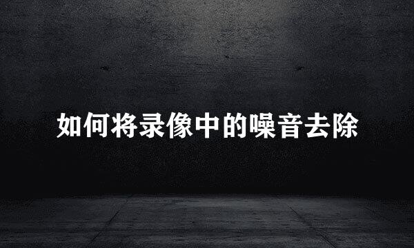 如何将录像中的噪音去除