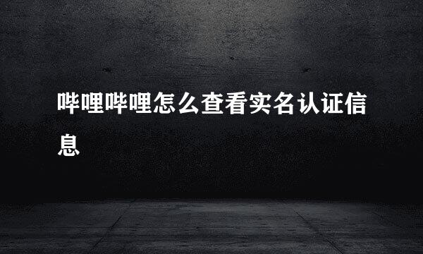 哔哩哔哩怎么查看实名认证信息