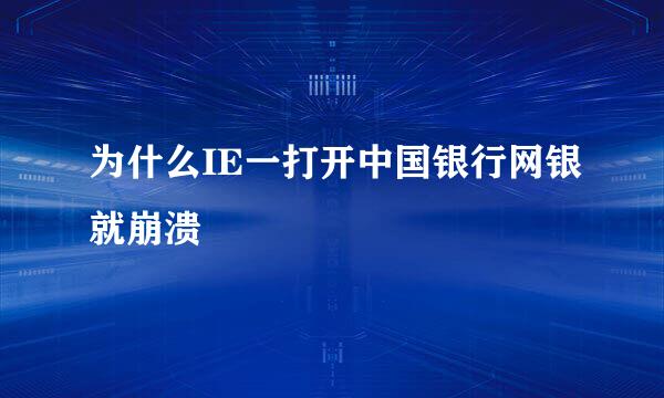 为什么IE一打开中国银行网银就崩溃