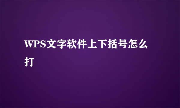 WPS文字软件上下括号怎么打