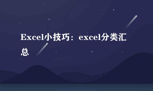 Excel小技巧：excel分类汇总