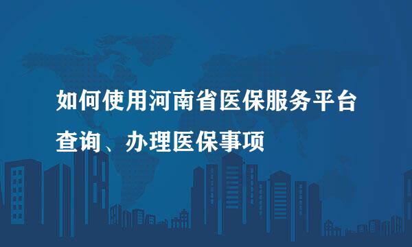 如何使用河南省医保服务平台查询、办理医保事项