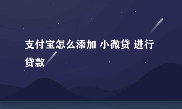 支付宝怎么添加 小微贷 进行贷款