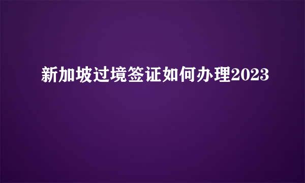 新加坡过境签证如何办理2023