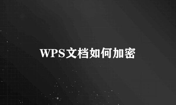 WPS文档如何加密