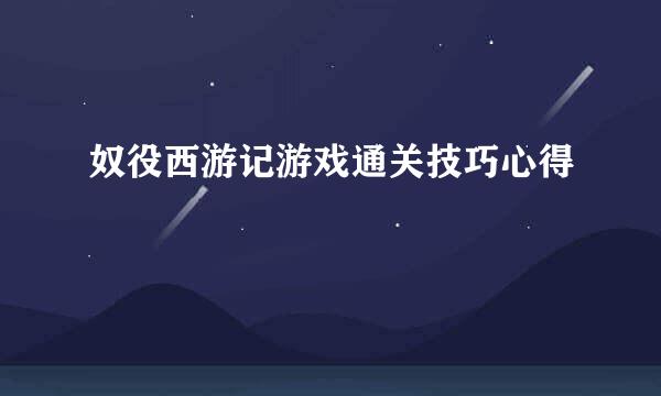 奴役西游记游戏通关技巧心得