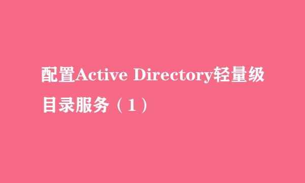 配置Active Directory轻量级目录服务（1）