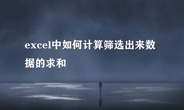 excel中如何计算筛选出来数据的求和
