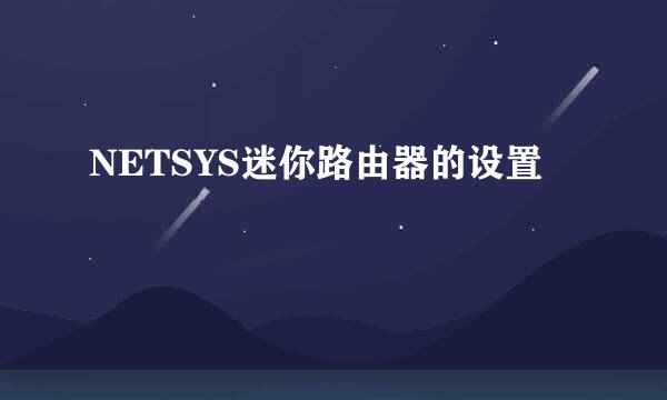 NETSYS迷你路由器的设置