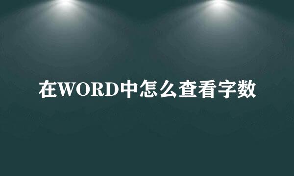 在WORD中怎么查看字数