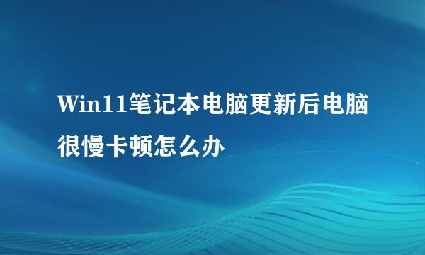 Win11笔记本电脑更新后电脑很慢卡顿怎么办