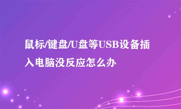 鼠标/键盘/U盘等USB设备插入电脑没反应怎么办