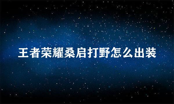 王者荣耀桑启打野怎么出装