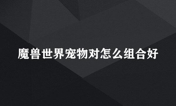 魔兽世界宠物对怎么组合好