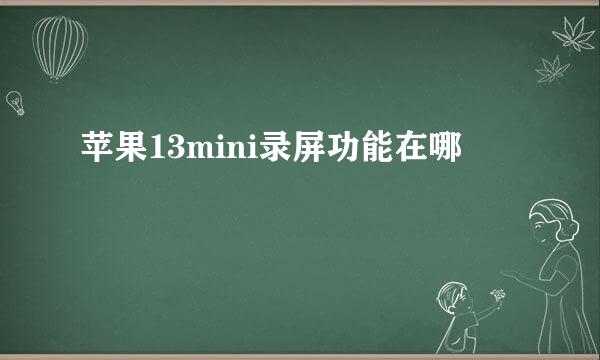 苹果13mini录屏功能在哪