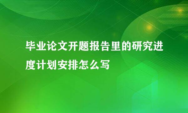 毕业论文开题报告里的研究进度计划安排怎么写